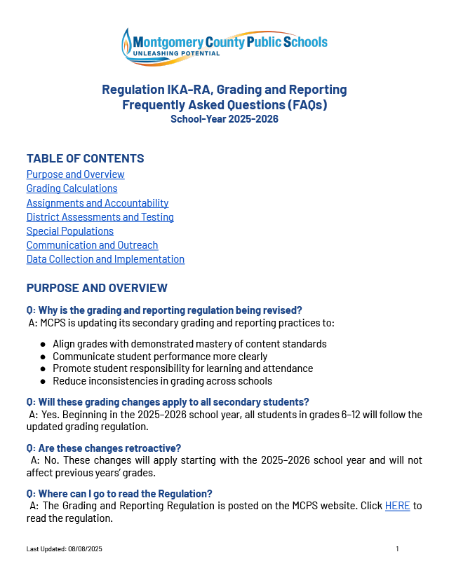 Secondary Grading and Reporting Regulation Frequently Asked Questions (FAQs)