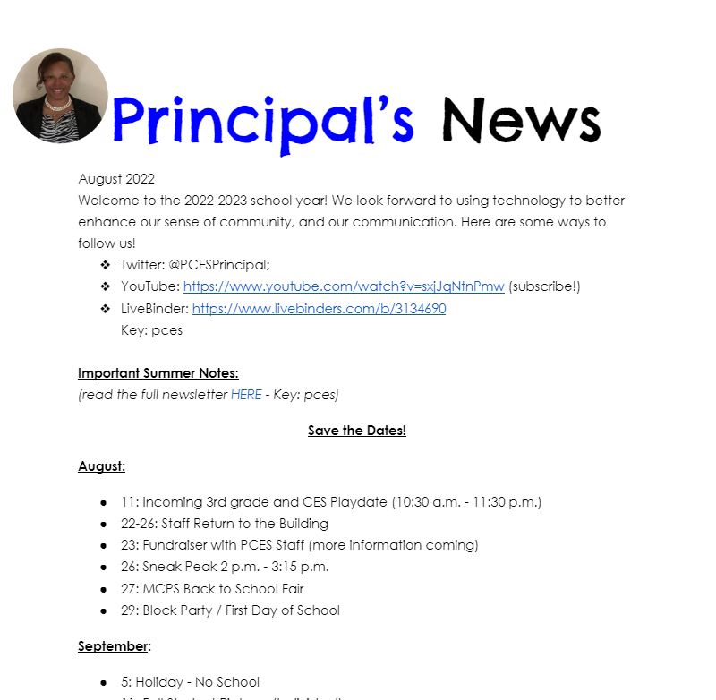 Principal's News