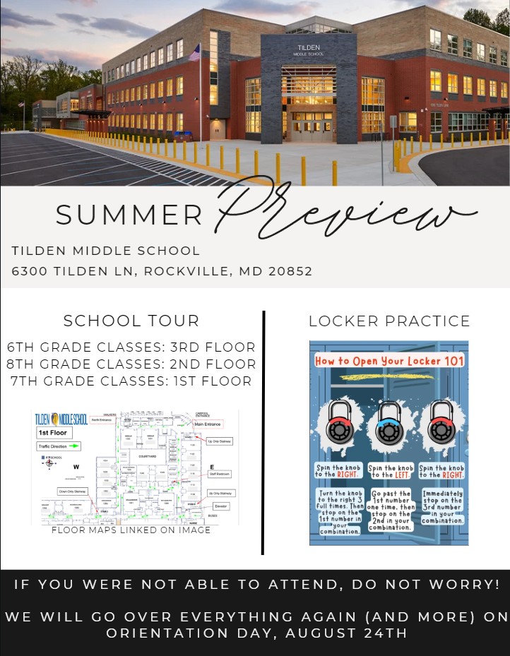Information shared at Summer Preview