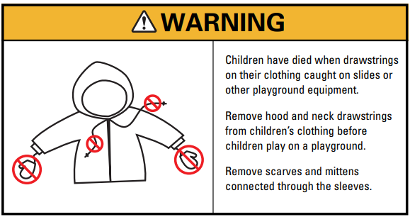 Playground strangulation hazard warning