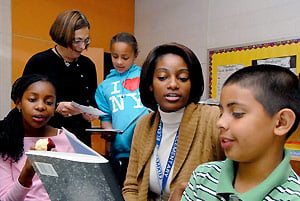 teachers with students